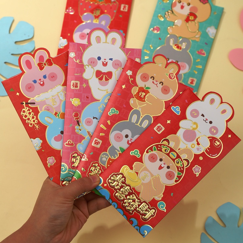 Set 6 Bao Lì Xì Hình Thỏ May Mắn Cho Năm Mới 2023