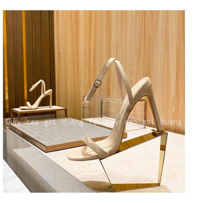 Giày cao gót quai mảnh chéo hậu màu kem mã hf10 Huang fei