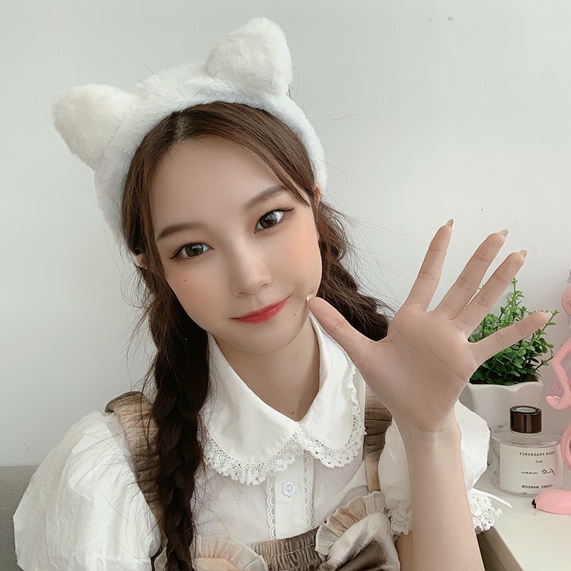 Haimeikang Tai mèo dễ thương mới Băng đô sang trọng Mũ màu rắn