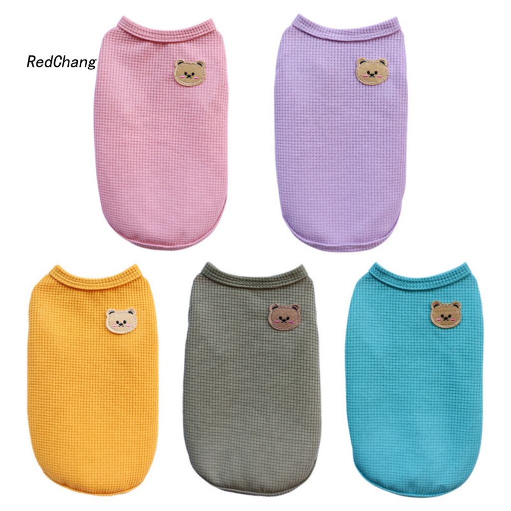 Áo Ba Lỗ Polyester In Họa Tiết Gấu Waffle Thoải Mái Thời Trang Mùa Hè Cho Cún Cưng
