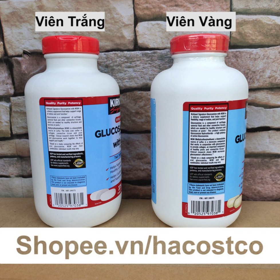 GIẢM  Viên uống Kirkland Signature Glucosamine HCL 1500mg With MSM 1500mg 375 viên - Glucosamin GIẢM