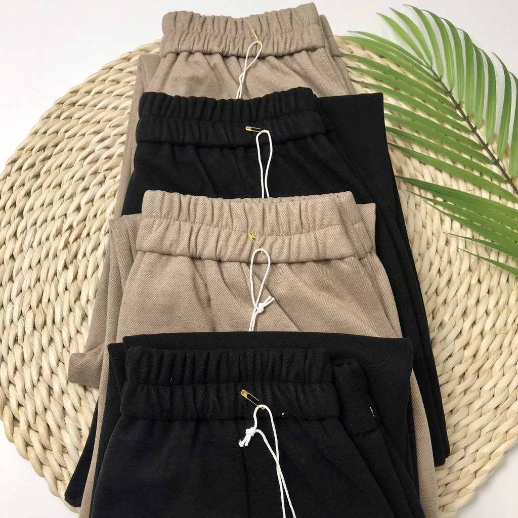 Quần Baggy Dạ Han Cạp Cúc Cạp Chun Lưng Cao Dáng Công Sở Năng Động Trẻ Trung Co Giãn Nhẹ
