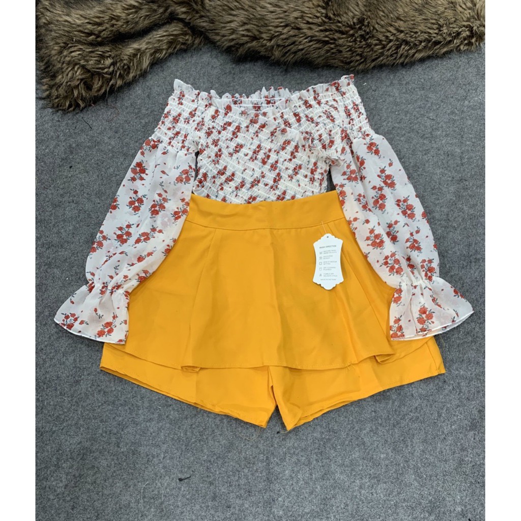 Áo kiểu hoa nhúm đắp chéo xinh xinh voan mềm mát hot xinh