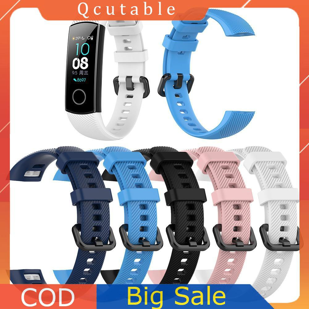 Silicone Wrist Strap Watch Band w/Steel Buckle for Huawei Honor Band 5/4