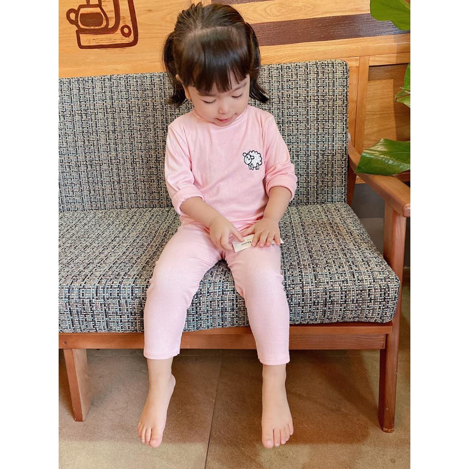 BỘ THUN GÂN BÚN THÊU CỪU CỔ Cho Bé gái . sz 9-17 kg.
