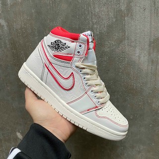 (FREESHIP) ảnh thật giày thể thao JD kem viền đỏ cổ cao