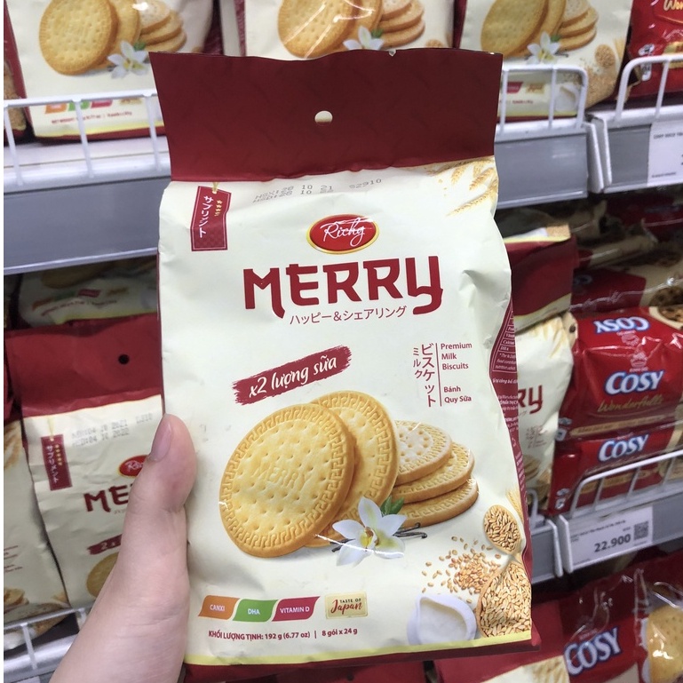 Combo 5 Gói Bánh Quy Merry Sữa 192g