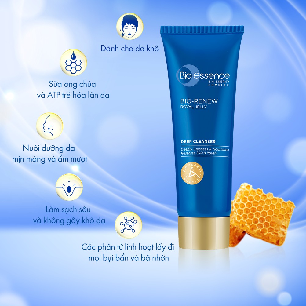 Sữa rửa mặt dưỡng da tươi trẻ (cho da khô) Bio-Essence Bio-Renew tinh chất sữa ong chúa 100g | BigBuy360 - bigbuy360.vn