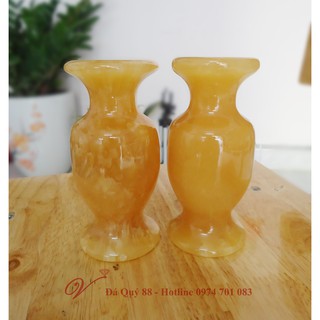 Cặp lộc bình phong thủy đá ngọc hoàng long vàng tự nhiên 1kg