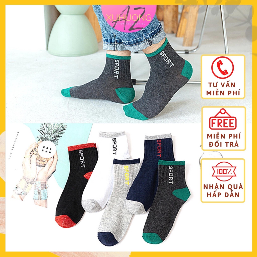 Tất vớ thể thao nam Sport nhiều màu cổ cao phù hợp phối với tất cả các loại giày đặc biệt là giày thể thao
