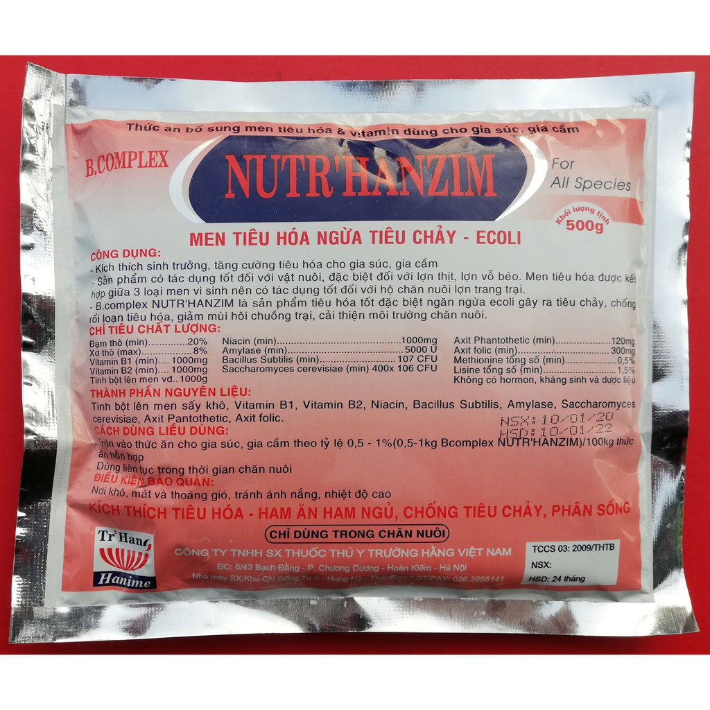 1 Gói B.complex NUTR'HAN zim 500g men tiêu hoá ngừa tiêu ch-ảy - ECOLI