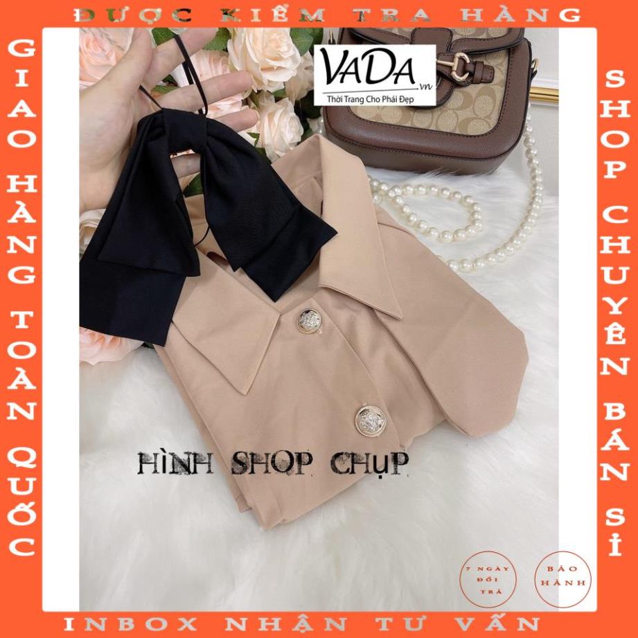 Đầm xòe cổ phối nơ tay dài kiểu Pháp ngọt ngào nhẹ nhàng NƠ THÁO rời được - Thời Trang VADA (Đ144) luongphon