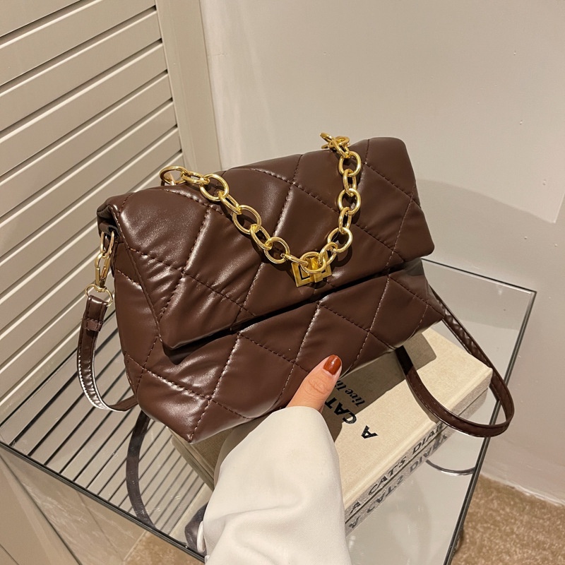 Túi Đeo JASMIN NOIR Chéo Dáng Vuông Nhỏ Họa Tiết Caro Phối Dây Xích Thời Trang Cao Cấp Cho Nữ