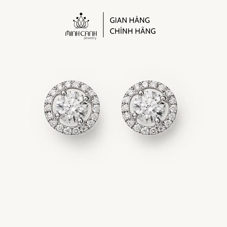 Khuyên Tai Bạc Nữ Dạng Viền Tròn Đính Đá - Minh Canh Jewelry