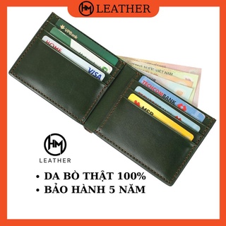 Ví Da Bò Nam Handmade Cao Cấp - Cam Kết 100% Da Bò Thật - Ví Ngang - Hàng Chính Hãng Hima Leather - B01