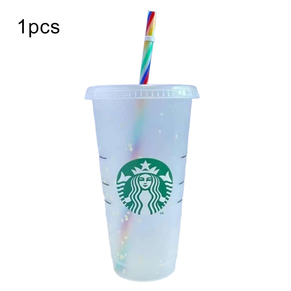 Bình Nước Starbucks 700Ml Bằng Nhựa Có Ống Hút Tiện Dụng
