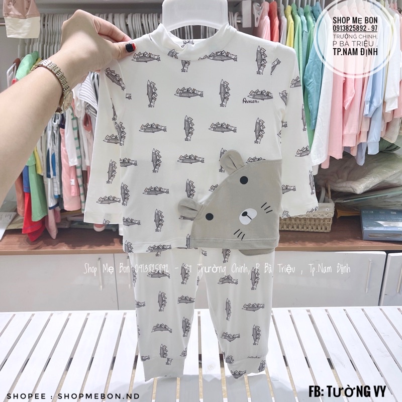 [AVALER -  bộ dài tay cổ 3 phân chính hãng cho bé trai gái