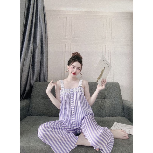 Bộ lụa hai dây hoạ tiết xinh xắn | BigBuy360 - bigbuy360.vn