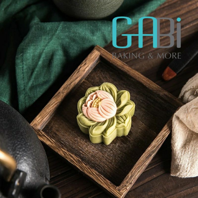 Khuôn nhấn trung thu lò xo 1 mặt hoa sen 75-80g