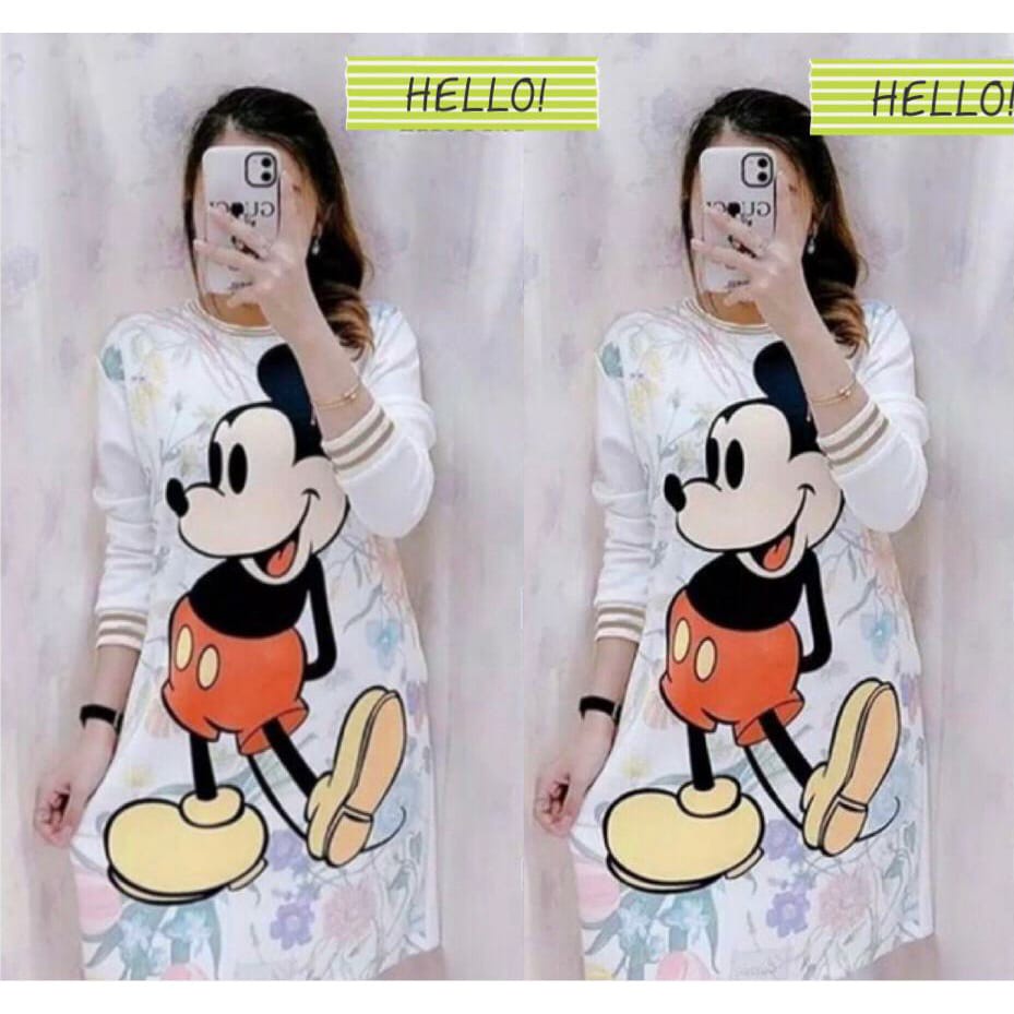 Áo thun nữ in hình chuột Mickey dễ thương | Áo sơ mi dáng dài cho nữ | Áo dài tay thời trang dành cho nữ | Áo sơ mi dáng dài cho nữ | Trang phục nữ phong cách