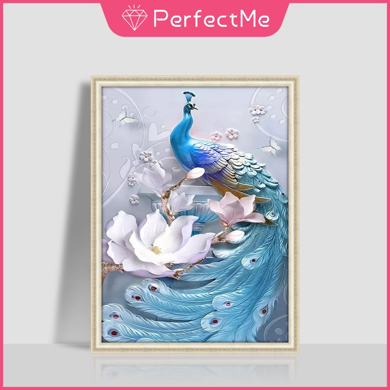 Bộ Tranh Đính Đá 5D Tự Làm Hình Chim Công 60x80cm