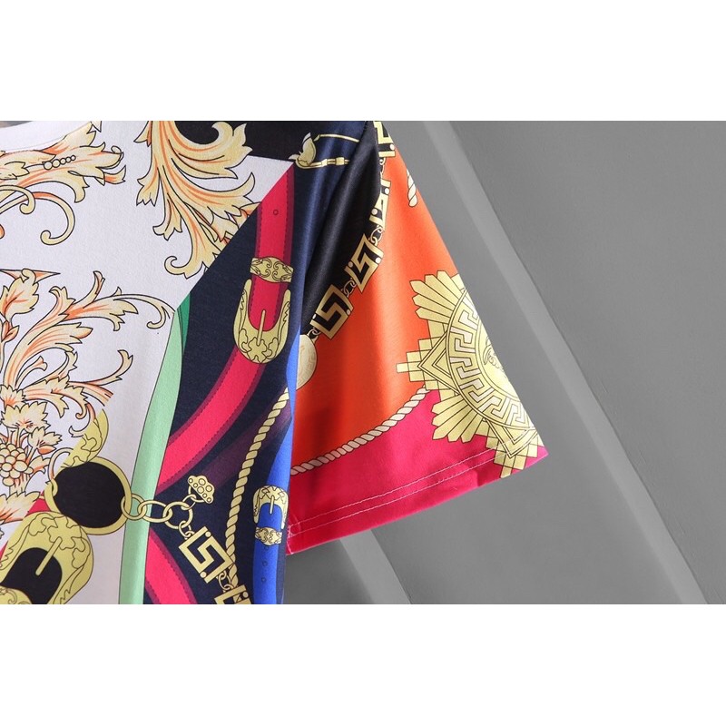 Áo thun tay ngắn thời trang cho nam hoạ tiết cổ điển phối nhiều màu thương hiệu Versace cao cấp