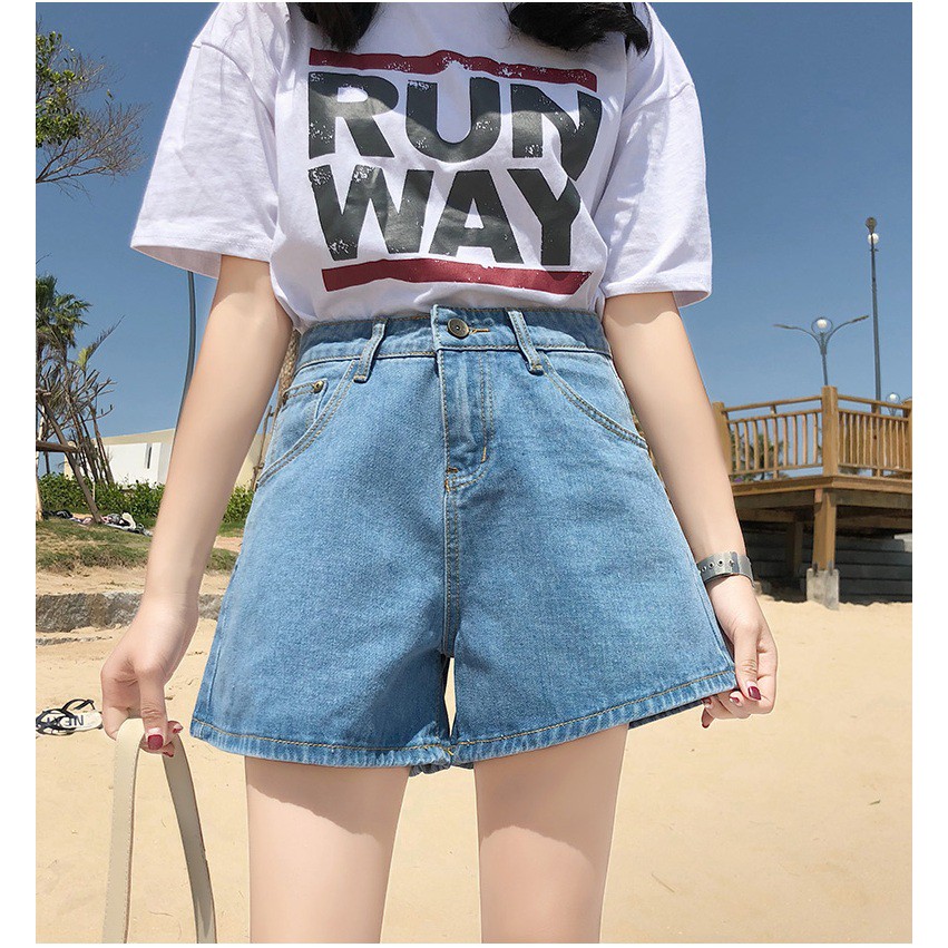 [Bán chạy+ Video ] Quần shorts jean nữ lưng cao Quảng Châu QNJ16