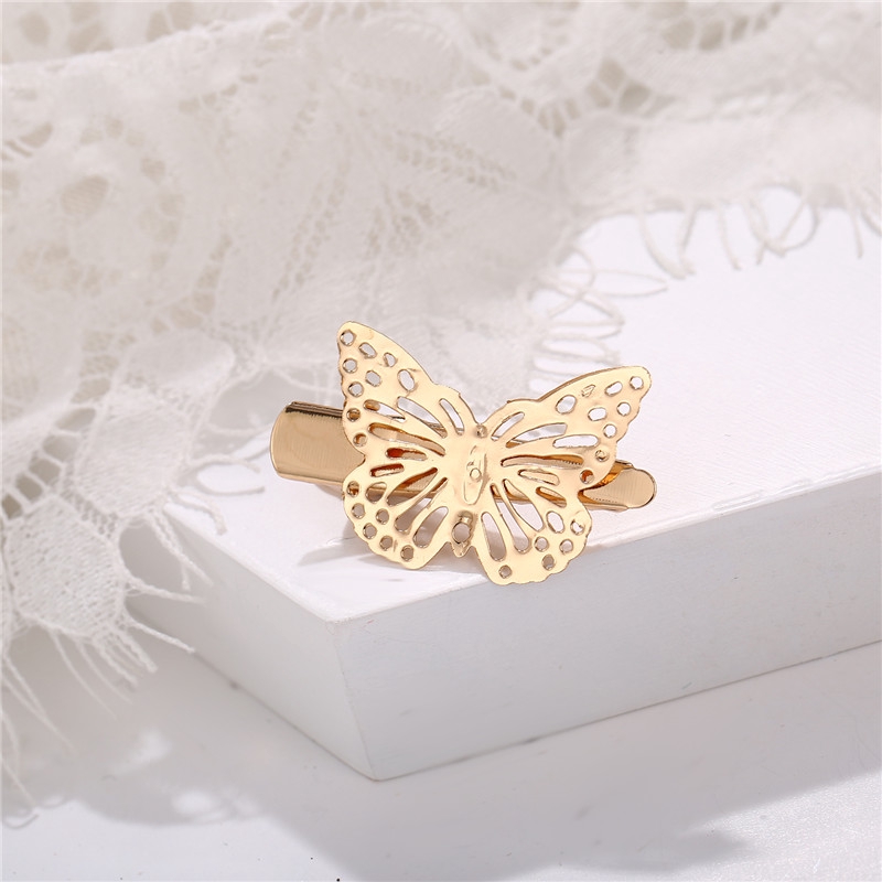 Kẹp tóc thời trang cổ điển hình con bướm màu vàng rỗng