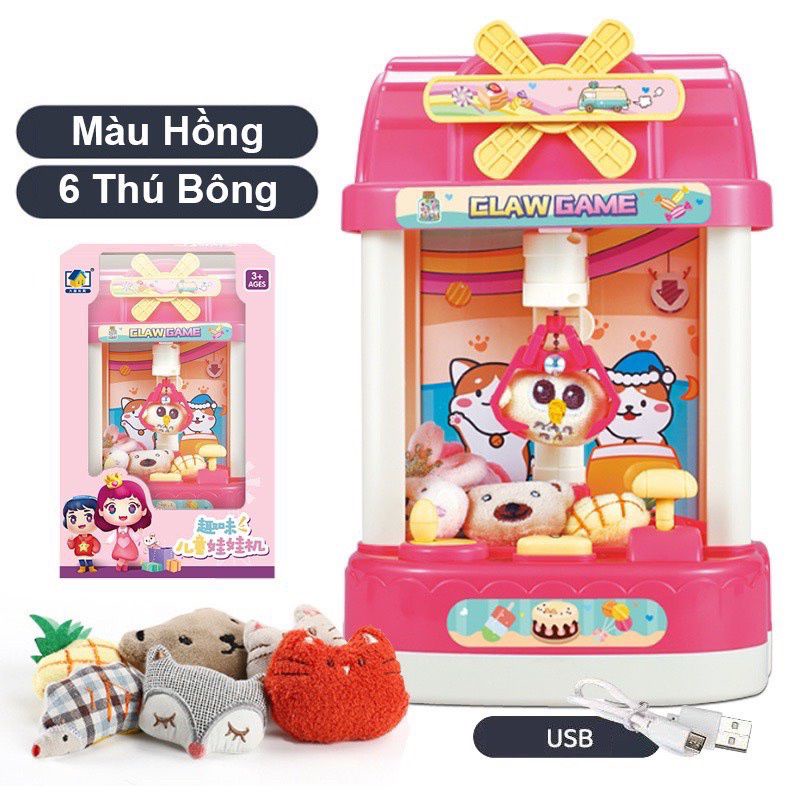 Máy gắp thú bông đồ chơi cho bé, máy gắp thú mini, tặng 6 thú gắp