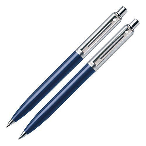Cặp viết cao cấp Sheaffer dòng Sentinel bằng thép chrome thân xanh tuyệt đẹp (viết bi mực xanh bấm + viết chì bấm 0.7mm)