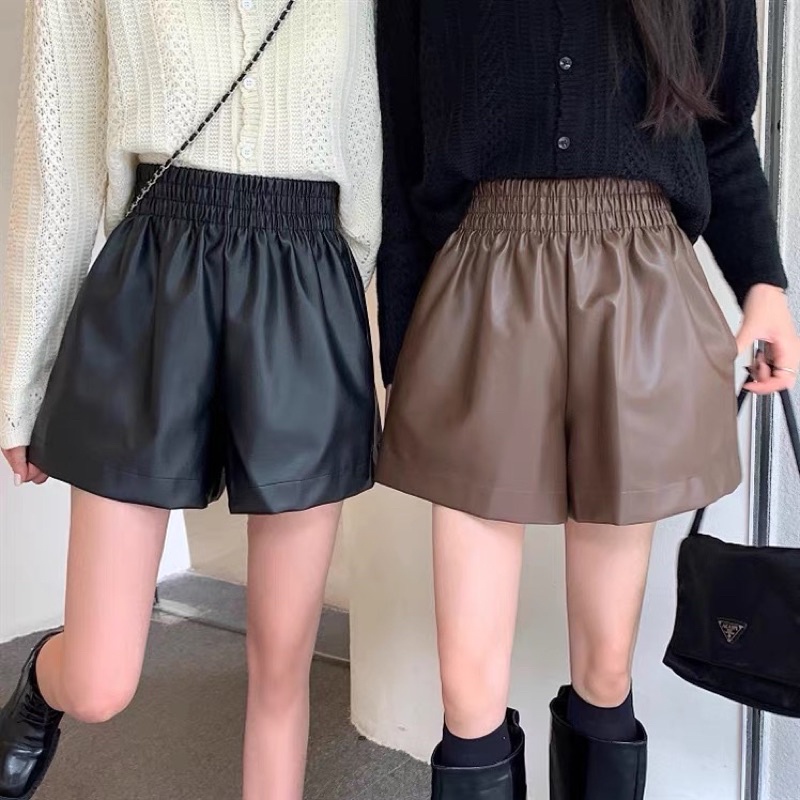 Quần short da cạp chun C24, quần short Quảng Châu thời trang cho nữa mặc 4 mùa