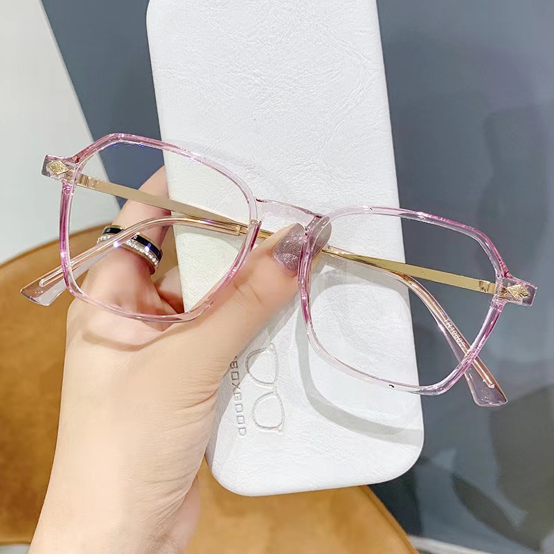 (JIUERBA) Mắt Kính Gọng Trong Suốt Màu Kẹo Đa Giác Chống Ánh Sáng Xanh Thời Trang Mới Phong Cách Hàn Quốc