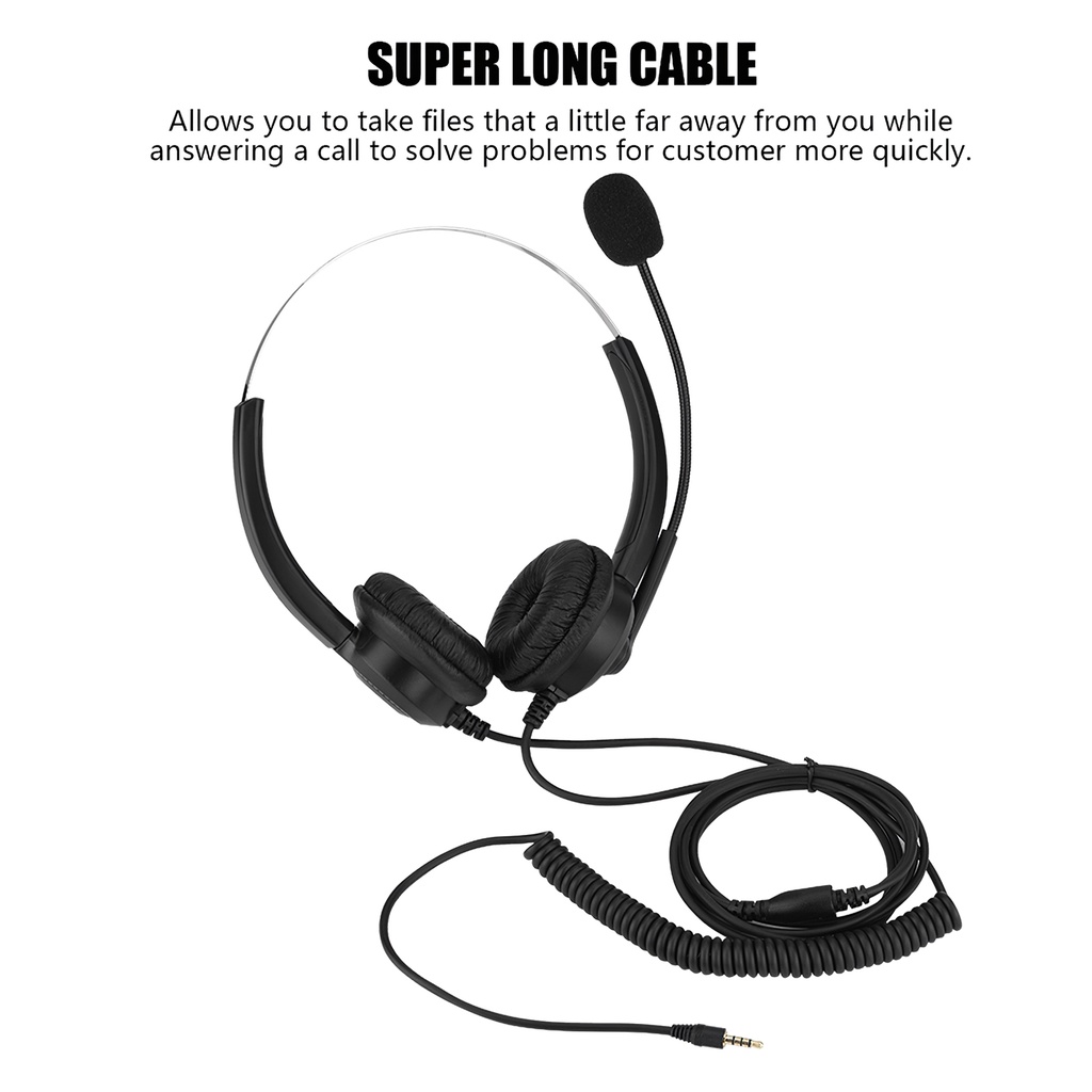 USB Telephone Headset 360 Degrees Rotation Headset Wired Office Headset Call Center Headphone with Clear Noise