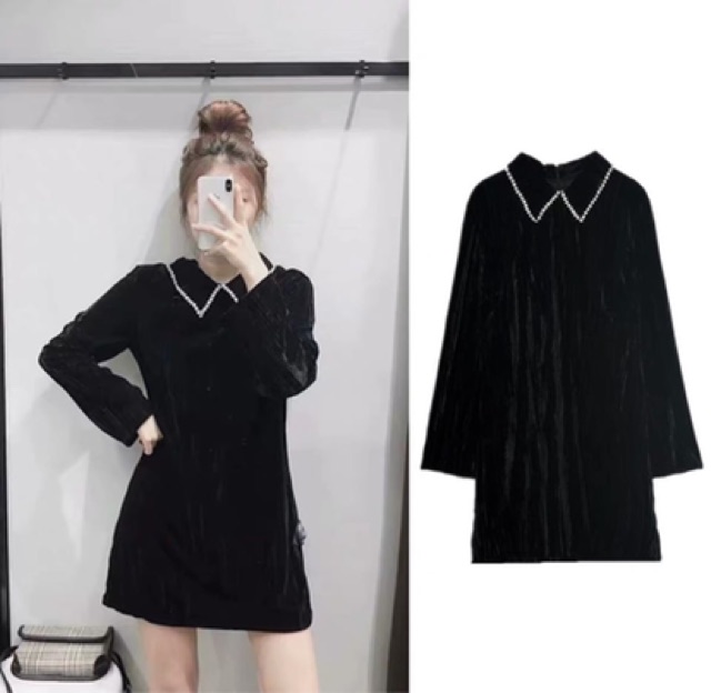 Đầm nhung gân Zara