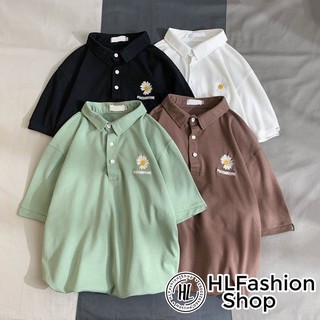 Áo thun tay lỡ unisex T-shirt cổ trụ thêu Hoa cúc Peaceminisone - form rộng freesize