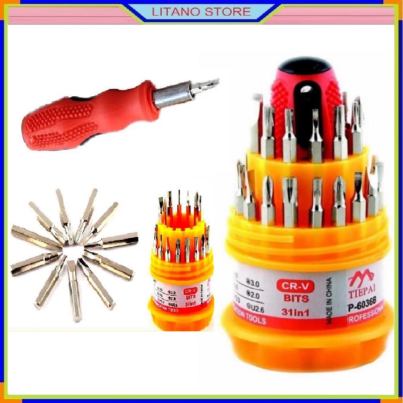Bộ Tua Vít Mini Đa Năng 31 Đầu Các Size Vặn Tháo Vít Sửa Chữa Điện Thoại, Sửa Đồ Gia Dụng