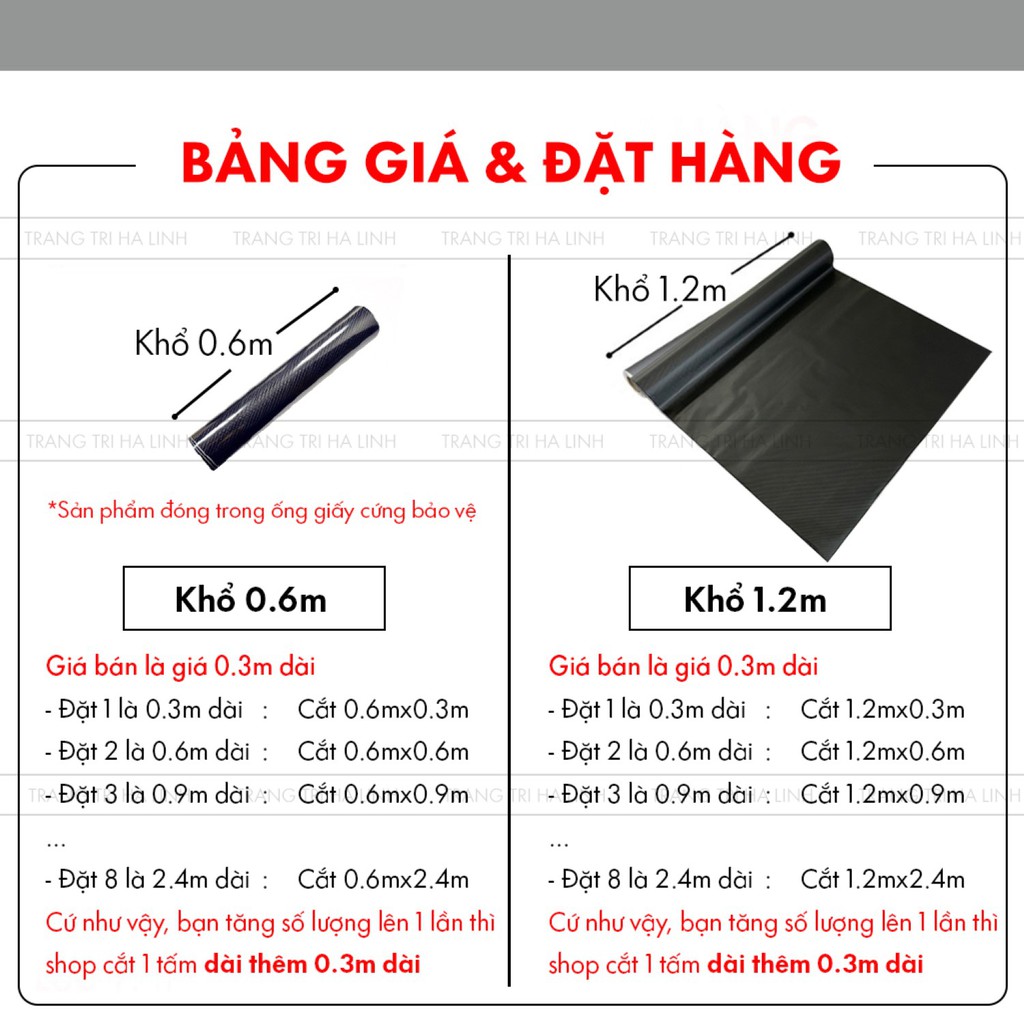 Decal carbon dán xe , decan cacbon vân bóng nhám sẵn keo khổ 0.6mx0.3m và 1.2mx0.3m