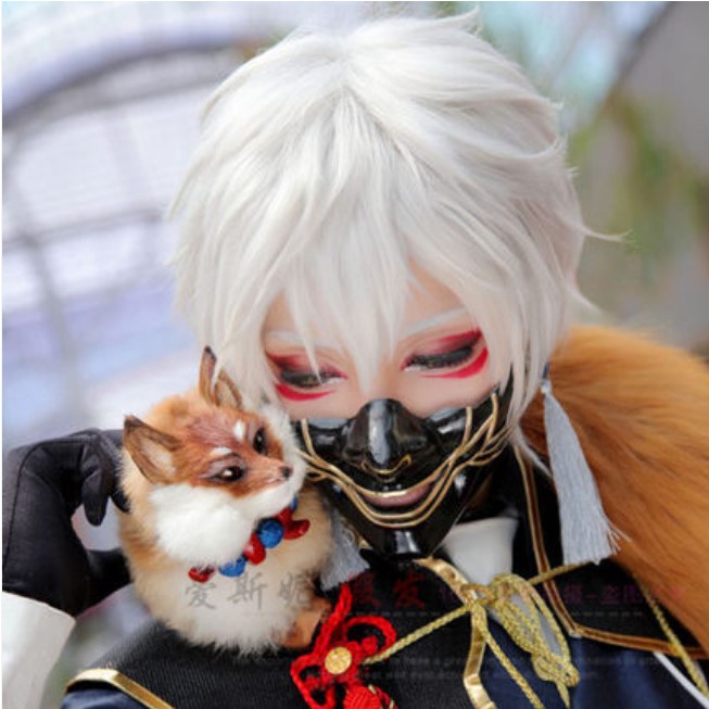 Wig/tóc giả nam cơ bản vàng cam hồng đỏ trắng bạc đen nâu xanh cosplay ngắn 30cm 37cm xù