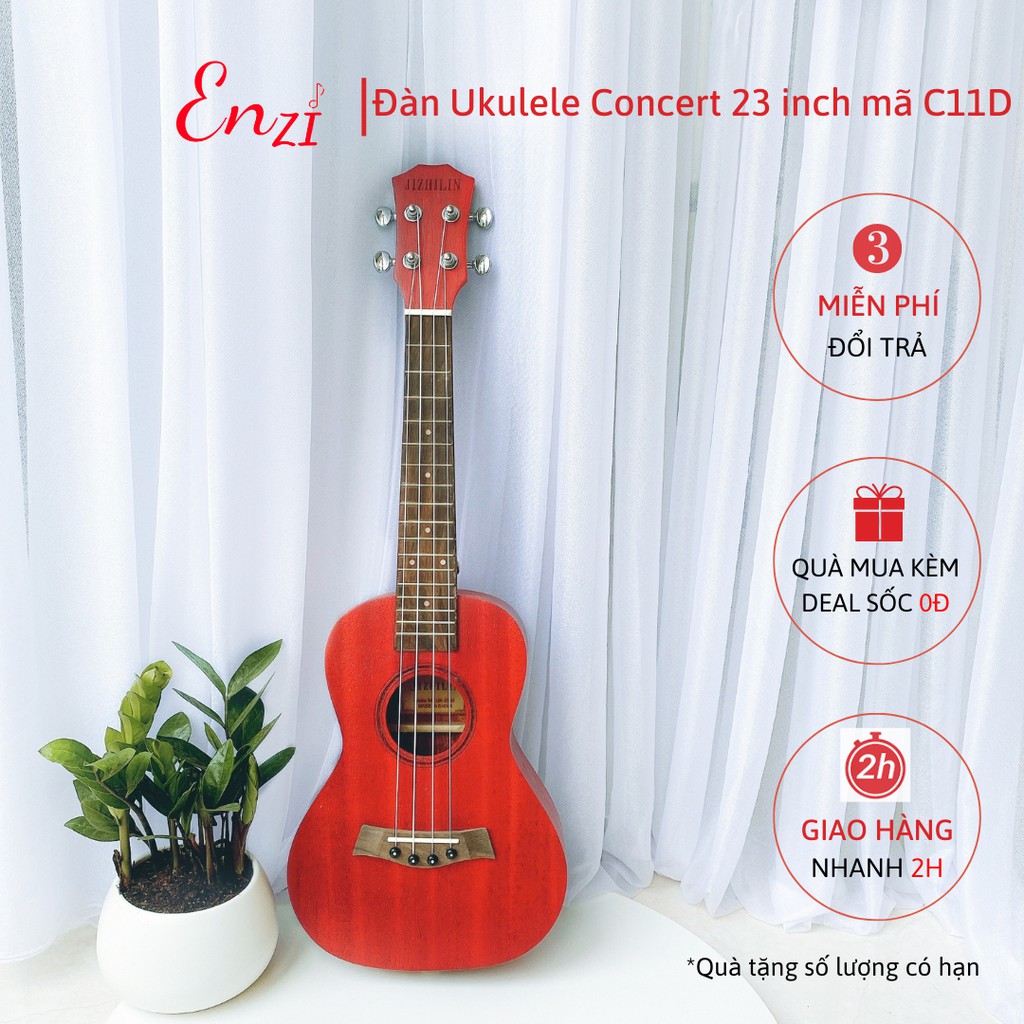 Đàn ukulele concert Enzi C11D màu gỗ phong cách cổ điển, âm thanh vang sáng giá rẻ chất lượng