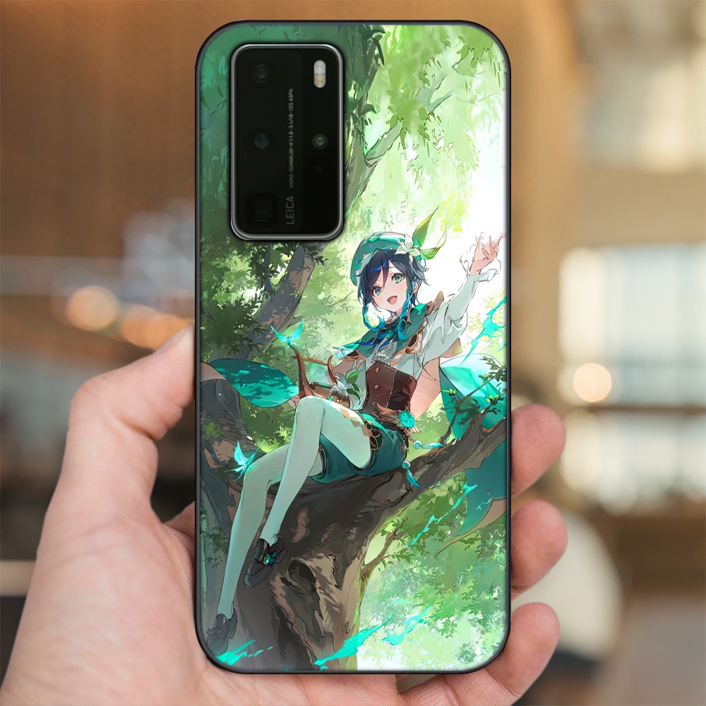 Ốp lưng Huawei P40 Pro viền đen in hình Venti Genshin Impact