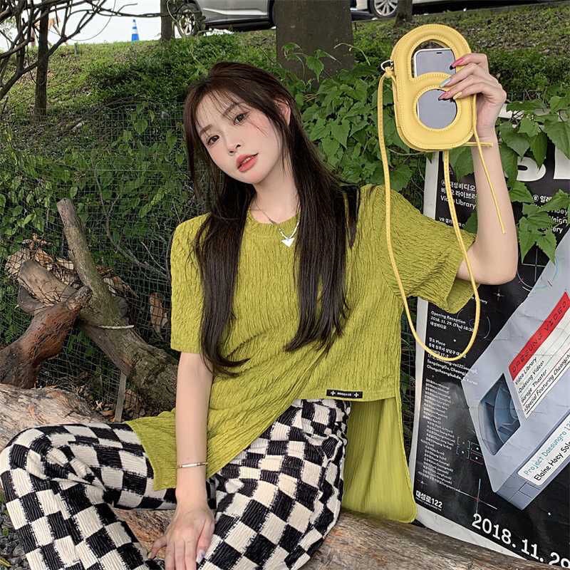 Áo Thun Tay Ngắn Dáng Rộng Xẻ Tà Thời Trang Mùa Hè Cho Nữ