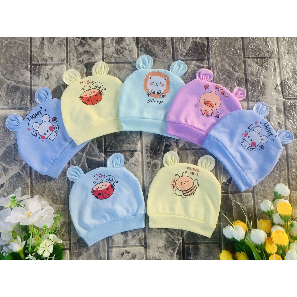 (1 chiếc) Mũ sơ sinh cotton cho bé nhiều mẫu (Hàng Việt Nam)
