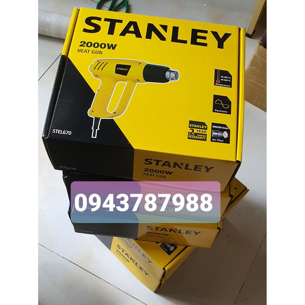 Máy khò màng co stanley- MÁY KHÒ HƠI NÓNG 2000W- [BẢO HÀNH 2 NĂM]- CÓ TEM CHỐNG GIẢ VÀ TEM CÀO BẢO HÀNH