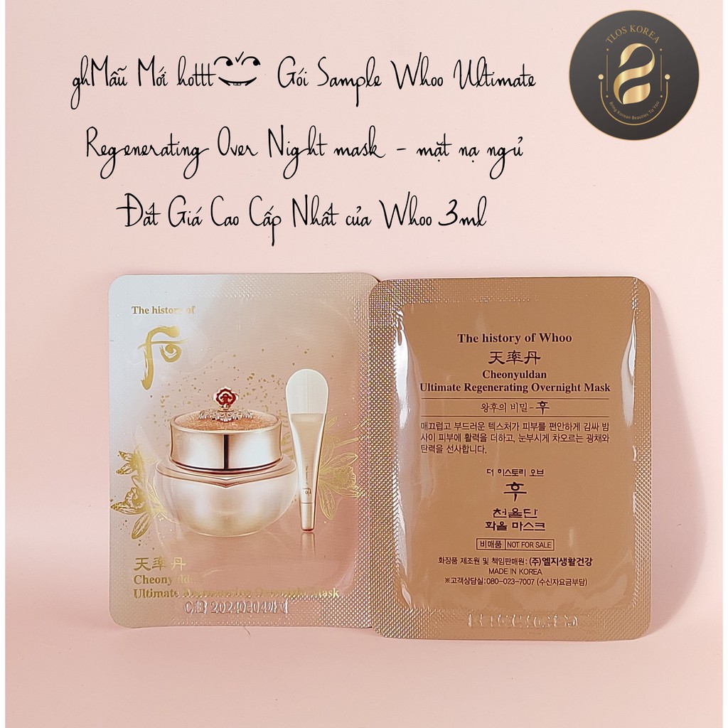 [Mẫu Mới hottt] Mặt nạ ngủ Whoo trẻ hóa da tái sinh cao cấp Whoo Cheonyuldan Ultimate Regenerating Overnight Mask 3ml