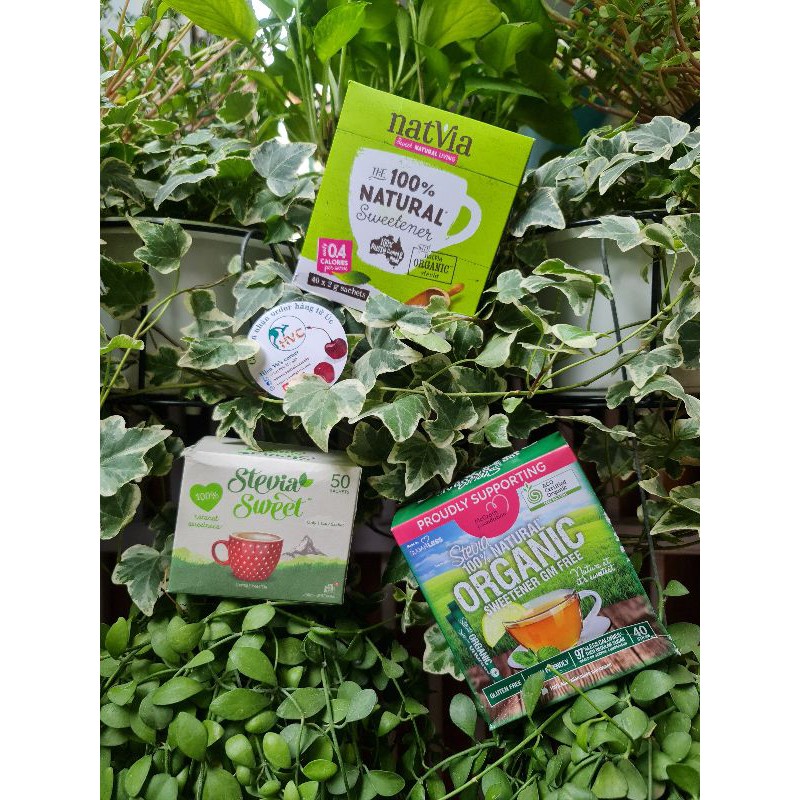 Sugarless organic Stevia/ Whole earth (100% hữu cơ) - Hộp 40 Gói đường cỏ ngọt pha chế - ăn kiêng giảm cân/ tiểu đường