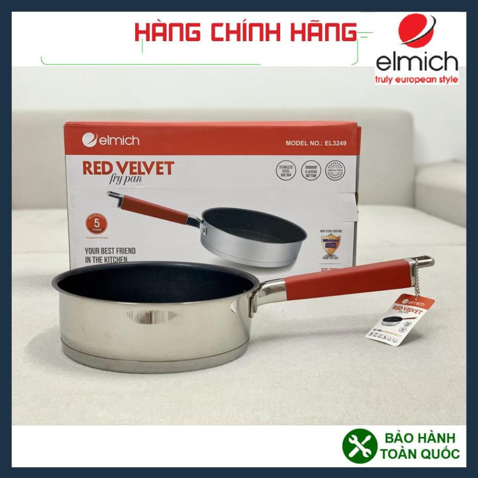 CHẢO CHỐNG DÍNH ELMICH INOX 304 RED VELVET 26CM EL3251, CHẢO ELMICH CHỐNG DÍNH BẾP TỪ 26CM