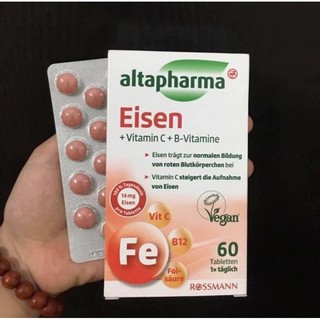 Vỏ và hộp sản phẩm 60 viên sắt eisen của altapharma bổ máu - ảnh sản phẩm 1