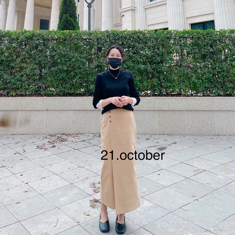 Chân váy bút chì dáng dài - dạ ép phong cách ulzzang Hàn Quốc