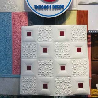 xốp dán tường giả da đính kim tuyến _ xốp dán tường 3d