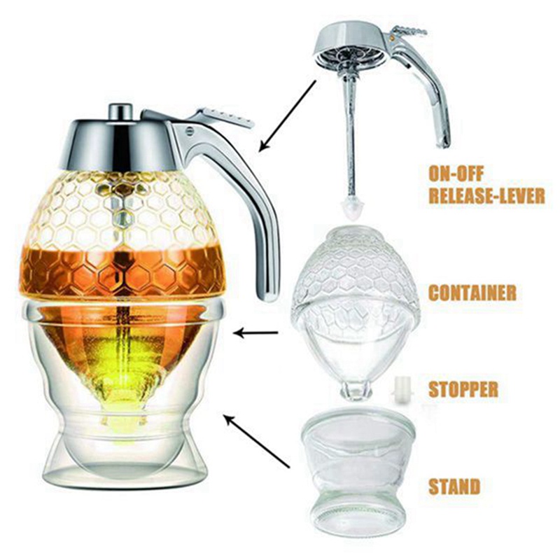 Set 3 Hộp Đựng Mật Ong Hình Tổ Ong Kèm Giá Đỡ Không Nhỏ Giọt